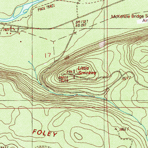 Topographic Map of Little Smokey, OR