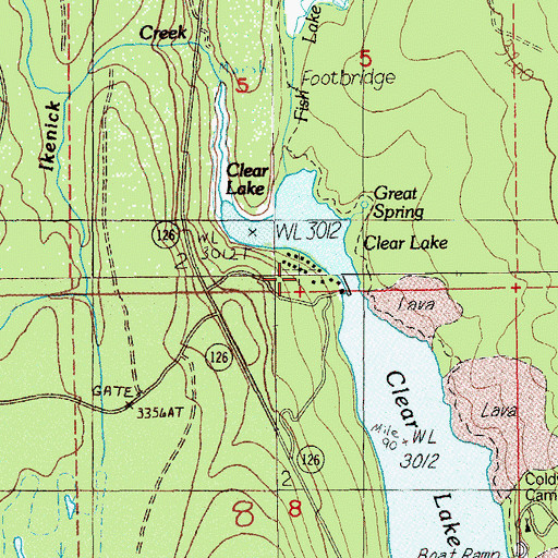 Topographic Map of Clear Lake Recreation Site, OR