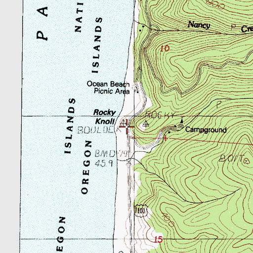 Topographic Map of Lanham Bike Recreation Site (historical), OR