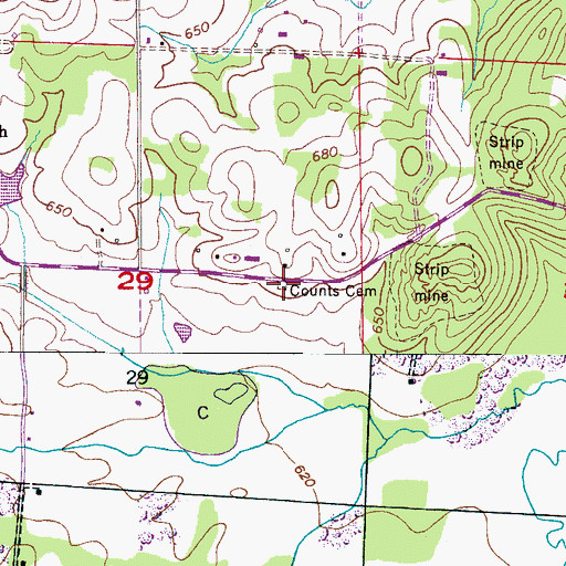 Topographic Map of Counts Cemetery, AL