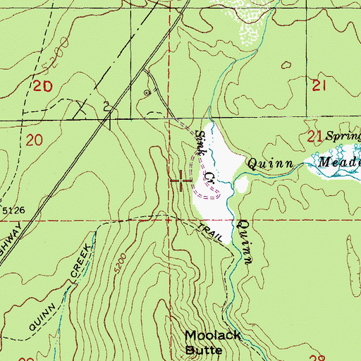 Topographic Map of Quinn Meadows Horse Camp, OR