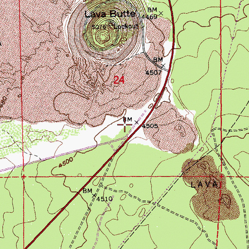 Topographic Map of Lava Lands Visitor Center, OR