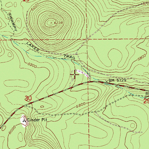 Topographic Map of Swampy Lakes Sno-Park, OR