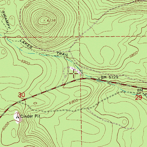Topographic Map of Swampy Lakes Trailhead (historical), OR
