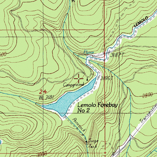Topographic Map of Lemolo Two Forebay Recreation Site, OR