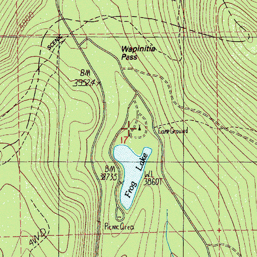 Topographic Map of Frog Lake Recreation Site, OR