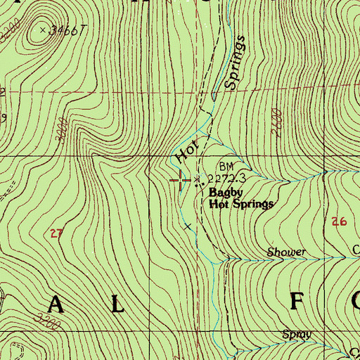 Topographic Map of Bagby Hot Springs Recreation Site, OR