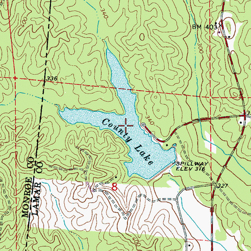 Topographic Map of County Lake, AL