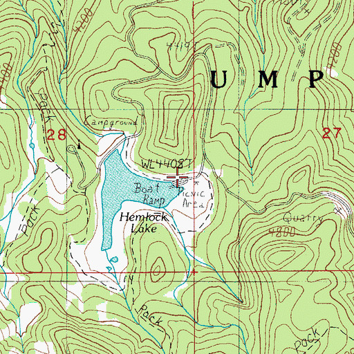 Topographic Map of Hemlock Meadows Recreation Site, OR