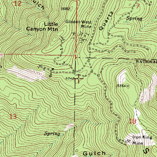 Topographic Map of Canyon City Municipal Watershed, OR