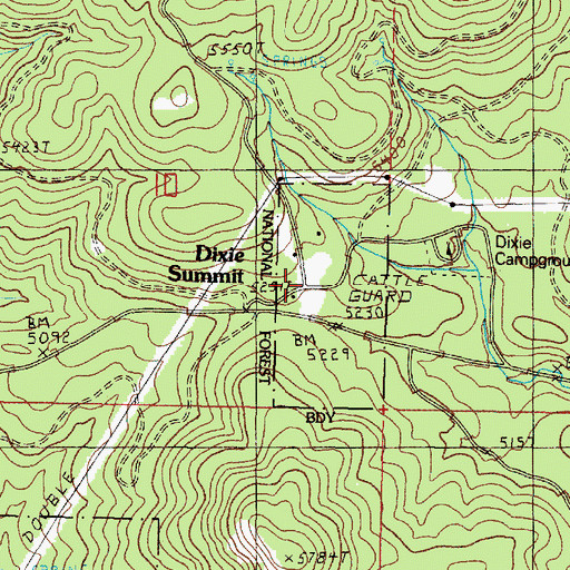 Topographic Map of Dixie Ski Bowl Recreation Site, OR