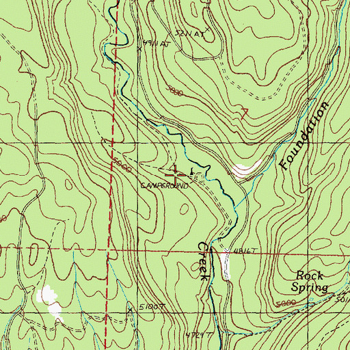 Topographic Map of Falls Recreation Site, OR