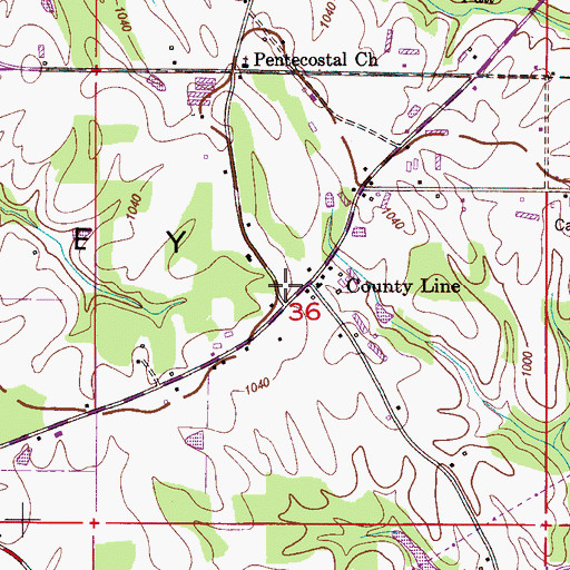 Topographic Map of County Line, AL