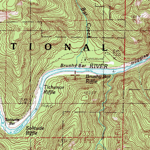 Topographic Map of East Creek Recreation Site, OR