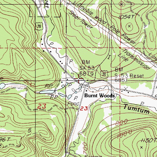 Topographic Map of Burnt Woods State Forest Service Station (historical), OR
