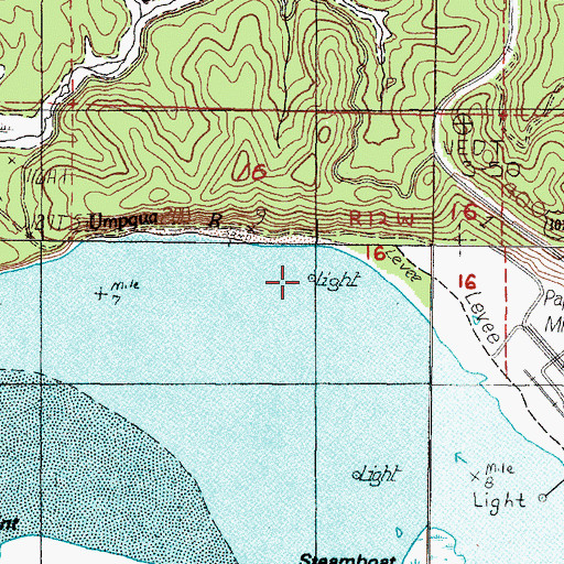 Topographic Map of Threemile Light, OR