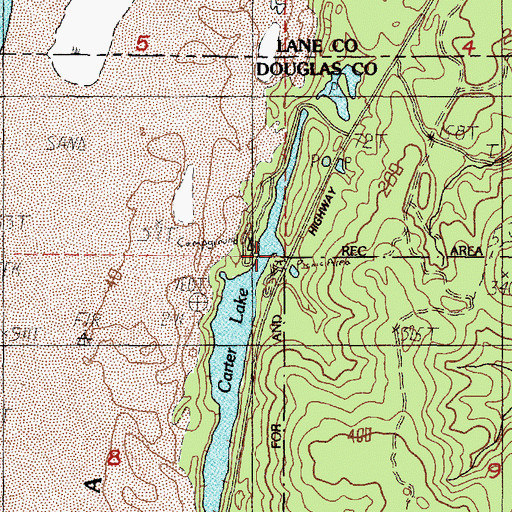 Topographic Map of East Carter Campground (historical), OR