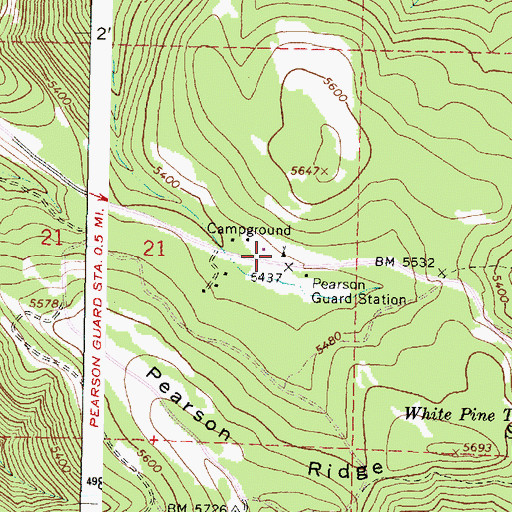 Topographic Map of Pearson Recreation Site, OR