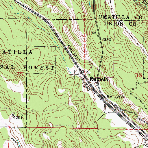 Topographic Map of Kamela Guard Station (historical), OR