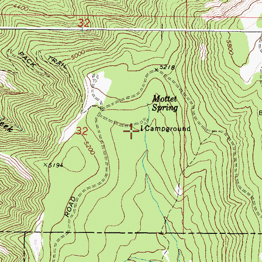 Topographic Map of Mottet Recreation Site, OR