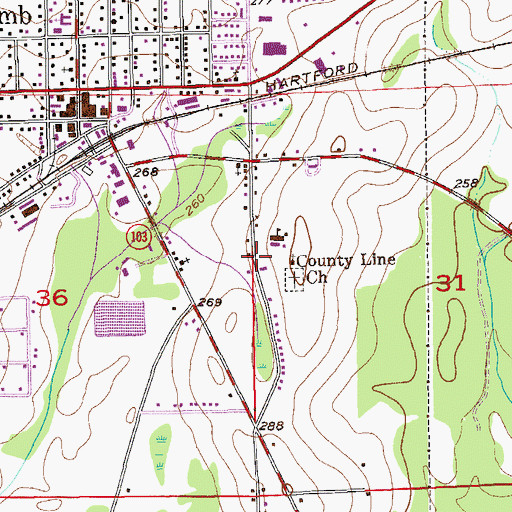 Topographic Map of Countyline Missionary Baptist Church, AL