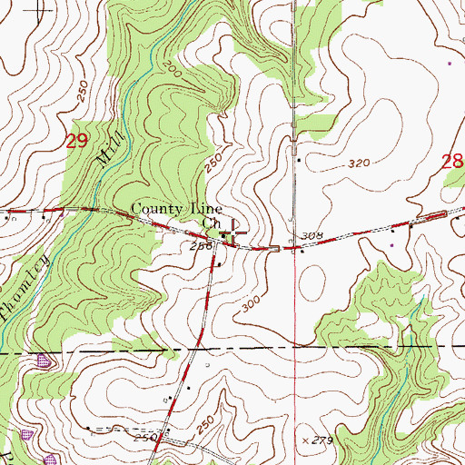 Topographic Map of County Line Church, AL