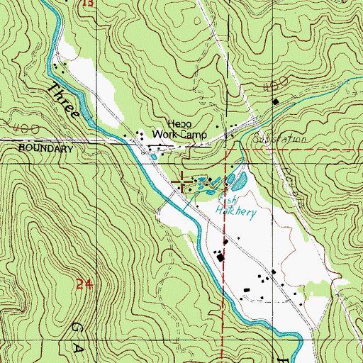 Topographic Map of Cedar Creek Hatchery, OR
