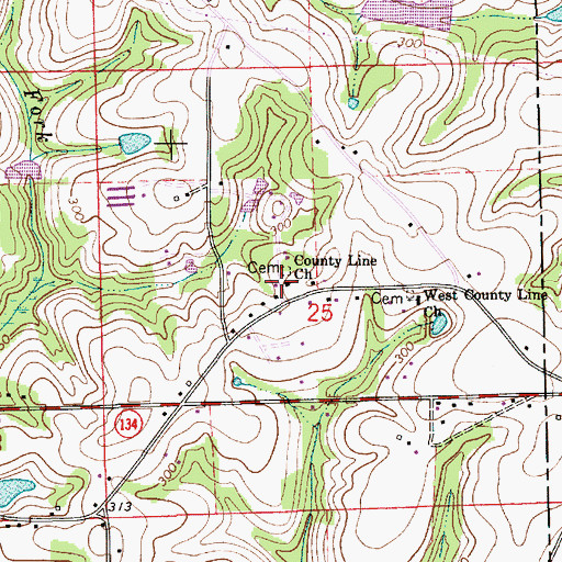 Topographic Map of County Line Church, AL