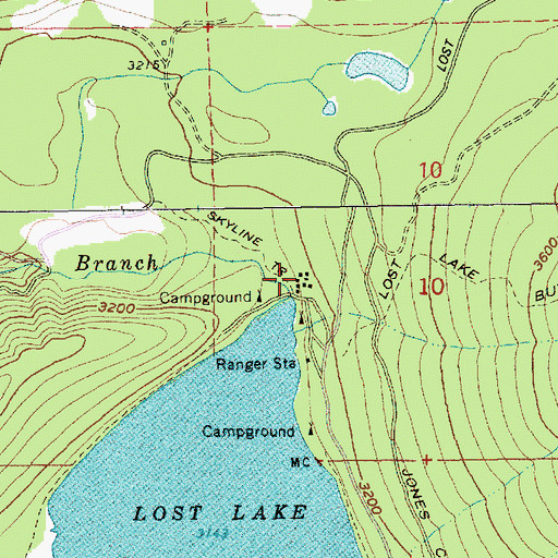 Topographic Map of Lost Lake Resort, OR