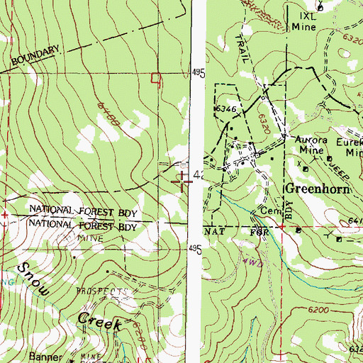 Topographic Map of Fryes Mine, OR