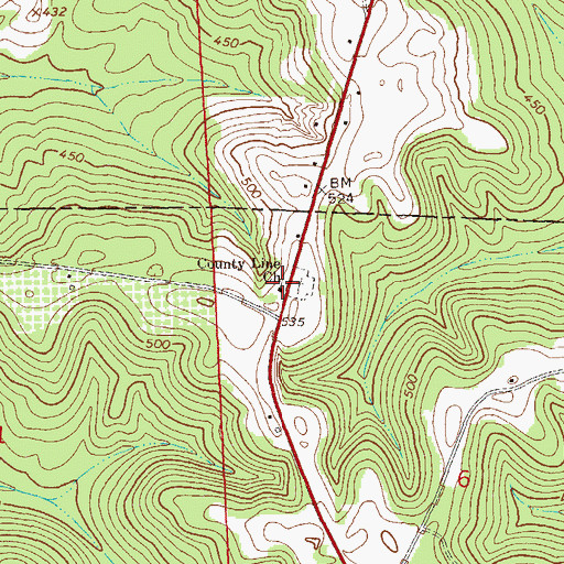Topographic Map of County Line Primitive Baptist Church, AL