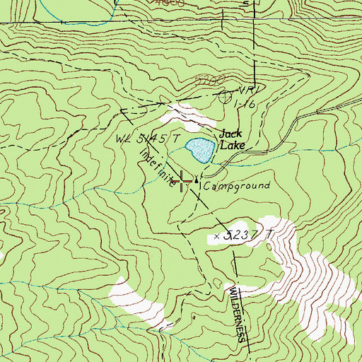 Topographic Map of Jack Lake Recreation Site, OR