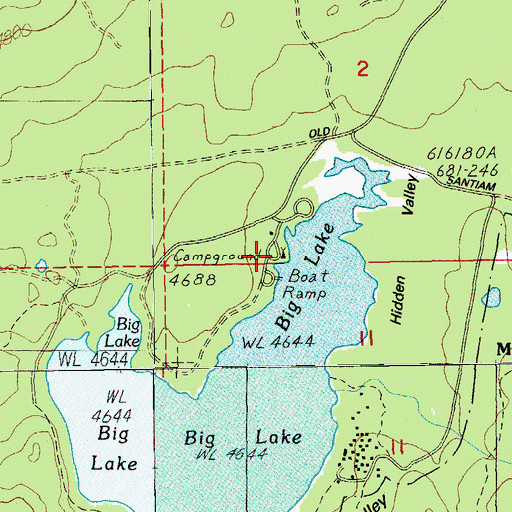 Topographic Map of Big Lake Recreation Site, OR