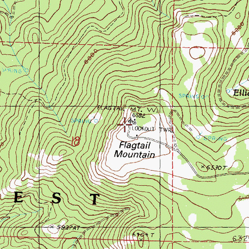 Topographic Map of Flagtail Mountain Fire Lookout, OR