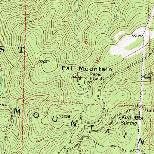 Topographic Map of Fall Mountain Fire Lookout, OR