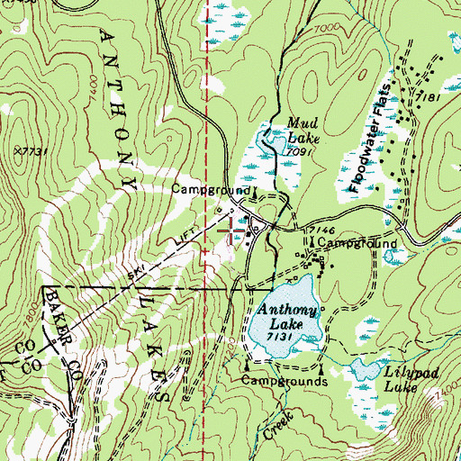 Topographic Map of Anthony Lakes Forest Service Station, OR
