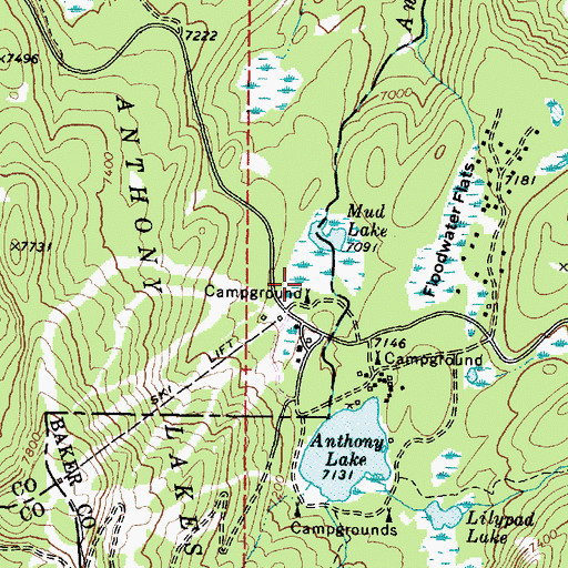 Topographic Map of Mud Lake Recreation Site, OR