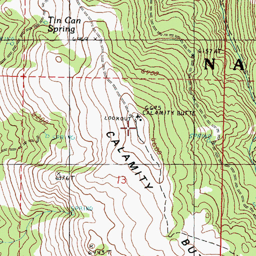 Topographic Map of Calamity Butte Lookout Tower, OR