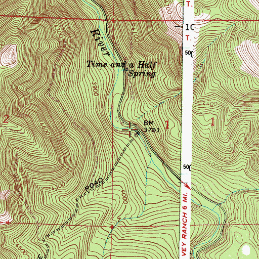 Topographic Map of Time and a Half Campground (historical), OR