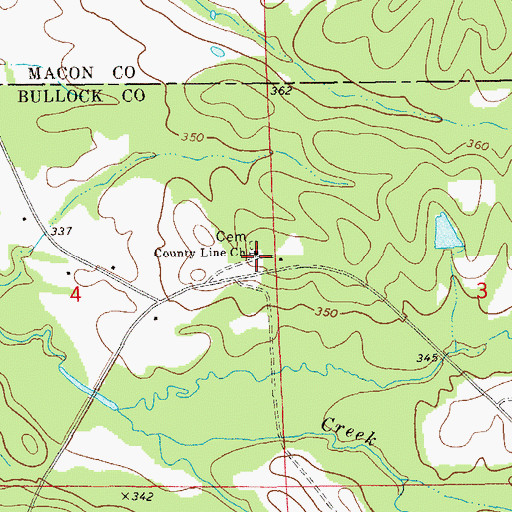 Topographic Map of County Line Church, AL