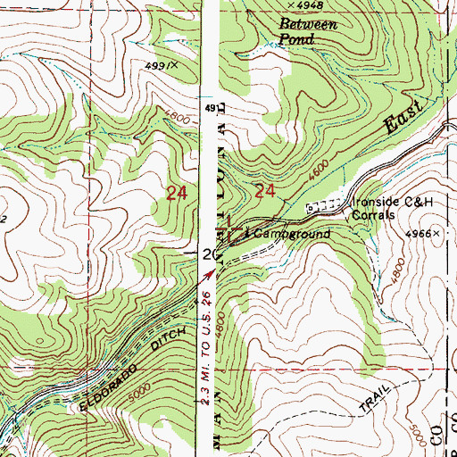 Topographic Map of Eldorado Recreation Site, OR