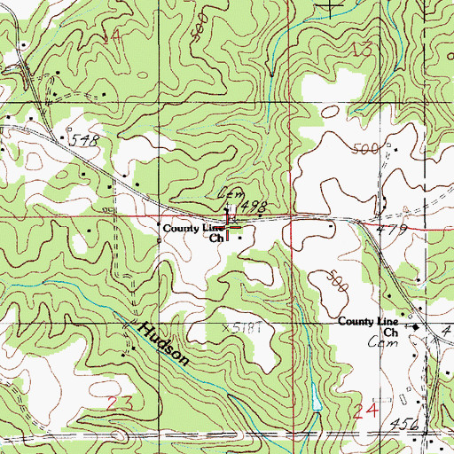 Topographic Map of County Line Church, AL