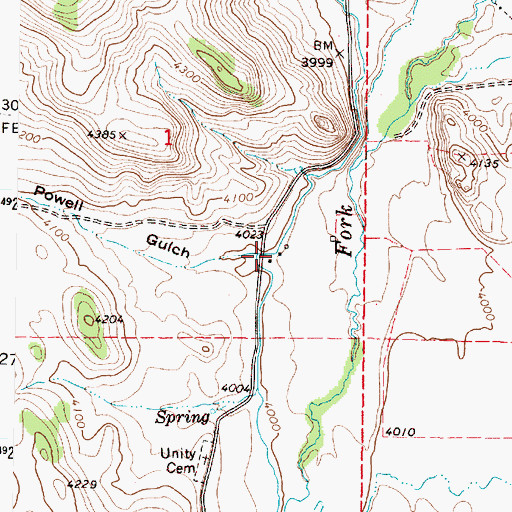 Topographic Map of Powell Ranch, OR