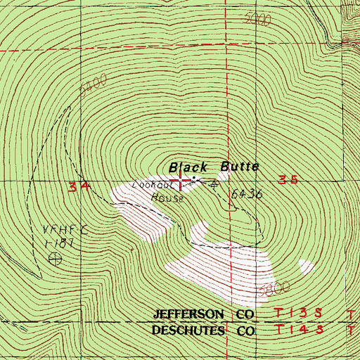 Topographic Map of Black Butte Lookout Station, OR