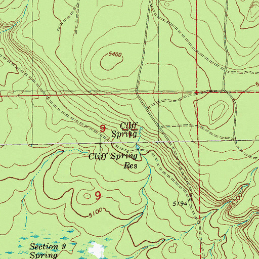 Topographic Map of Cliff Spring, OR