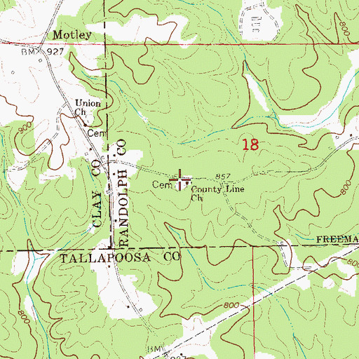 Topographic Map of County Line Baptist Church, AL