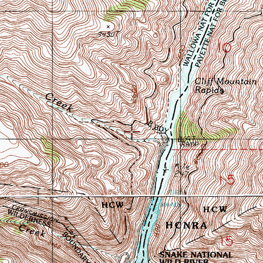 Topographic Map of Hells Canyon Creek Forest Service Station, OR