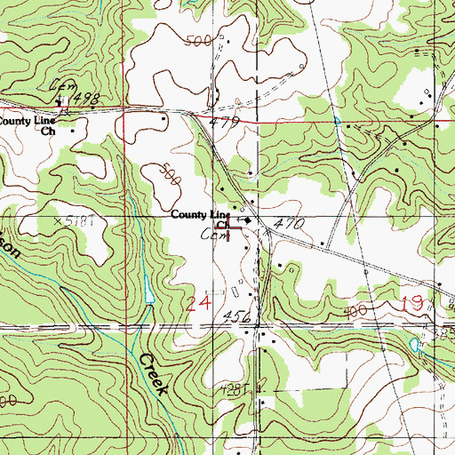 Topographic Map of County Line Church, AL