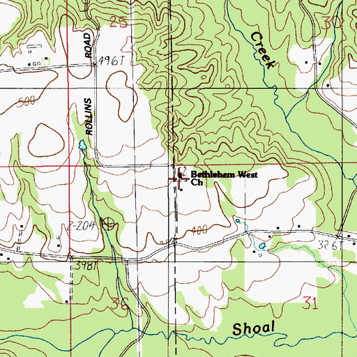 Topographic Map of Bethlehem West Church, AL