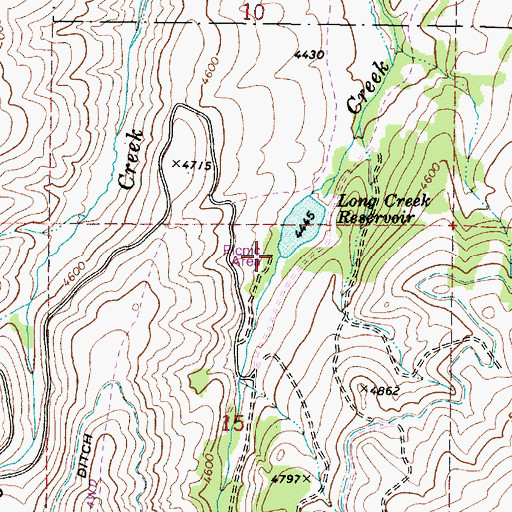 Topographic Map of Long Creek Recreation Site, OR